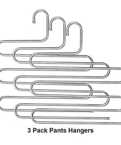 HonTop S-Type Stainless Steel Pants Hangers Space Saving 3Pcs Multi-Purpose Storage Organizer Rack Magic for Hanging Trousers Jeans Scarf Tie Clothes, 5Layers 15 41jjH8XRRmS