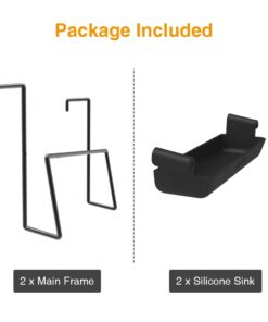 Slow Cooker Lid Holder for Cooking, Hand Free Pot Lid Organizer Fits Most Slow Cookers, Stainless Steel Pot Lid Rack with Silicone Sink Keeps Countertop No Mess (Black, 2 Pack) Black 32 41kCE5DqVyL