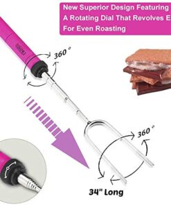 Alternative view of SUMPRI Marshmallow Roasting Sticks, Smores Skewers Telescoping Rotating Forks Set of 6 Hot Dog Fire Pit Outdoor Fireplace Campfire Accessories-6 Multicolored 34 Inch Extendable Steel Fork Camping Kit