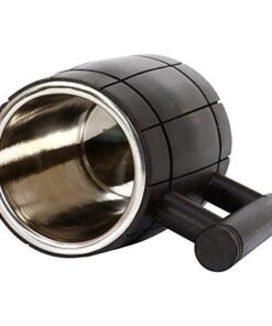 GoCraft Handmade Wooden Beer Mug with 18oz Stainless Steel Cup | Great Beer Gift Ideas Wooden Beer Tankard for Men | Vintage Bar accessories - Barrel Brown Retro Design 16 41kCN8hs6wL