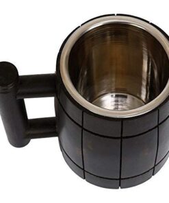 GoCraft Handmade Wooden Beer Mug with 18oz Stainless Steel Cup | Great Beer Gift Ideas Wooden Beer Tankard for Men | Vintage Bar accessories - Barrel Brown Retro Design 15 41l8s7nKS8L