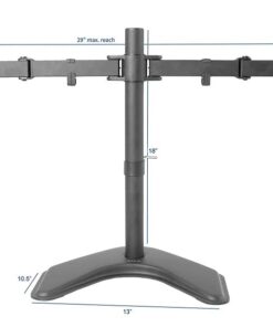 Alternative view of VIVO STAND-V002F Dual LED LCD Monitor Free-Standing Desk Stand for 2 Screens up to 27 Inch Heavy-Duty Fully Adjustable Arms with Max VESA 100x100mm 13" - 27" screens Black