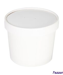 Alternative view of Tezzorio (Set of 100) 12 oz White Paper Soup Containers with Lids Combo Pack, Take Out Hot/Cold Food Containers, Ice Cream/Frozen Yogurt Dessert Cups,  / To-Go Disposable Deli Containers