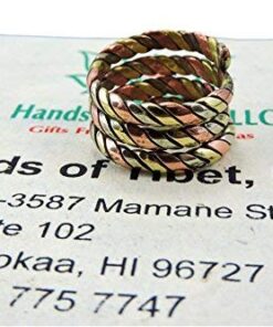 Handmade Twisted Three Metal Medicine/Healing Spiral Ring From Nepal 14 41m5xXQcpL