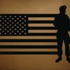 Military Soldier Army Men Vinyl Wall Decal Sticker with American Flag 21" x 29" home decor 12 41mKcDBHAL