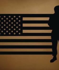 Military Soldier Army Men Vinyl Wall Decal Sticker with American Flag 21" x 29" home decor