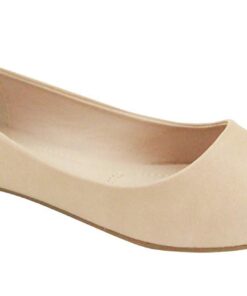 Bella Marie BellaMarie Angie-28 Women's Classic Pointy Toe Ballet Flat Shoes 5.5 Nude