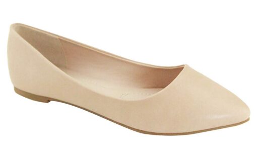 Bella Marie BellaMarie Angie-28 Women's Classic Pointy Toe Ballet Flat Shoes 5.5 Nude