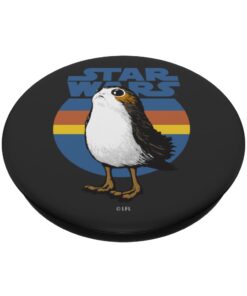 Alternative view of Star Wars Cute Porg Silhouette Retro Background PopSockets Standard PopGrip