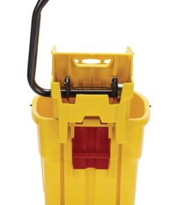 Rubbermaid Commercial Products WaveBrake 35 Qt. Side-Press Mop Bucket and Wringer Combo on Wheels, Yellow, for Professional/Industrial/Business Heavy-Duty Floor Cleaning/Mopping 38 41oVloiWbL