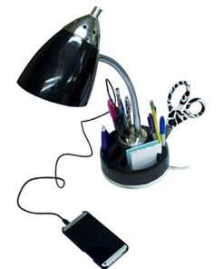 LimeLights LD1015-BLK Flossy Organizer Desk Lamp with Charging Outlet Lazy Susan Base Black 1 8 41oq0zZXesL