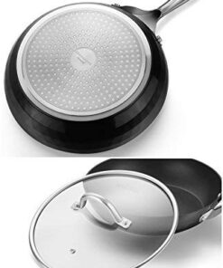 cooper pan Diamond-Infused Nonstick Induction Cookware Set, Scratch-Resistant Pots and Pans Set with Glass Lids, Dishwasher Safe Oven Safe 10-Piece, Black 11 41pGr461tL