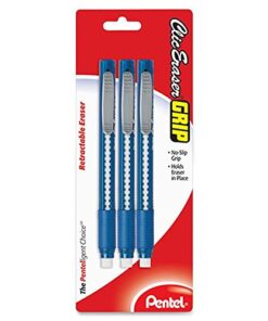 Pentel® Clic Erasers®, 5", Assorted Barrel Colors, Pack of 3 Black / Blue 1 Pack of 3 ZE21BP3-K6 20 41pKTr3NpL