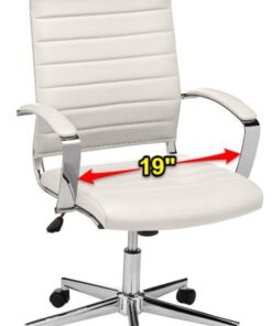 Amazon Basics High-Back Executive Swivel Office Desk Chair with Ribbed Puresoft Upholstery, Lumbar Support, Modern Style, 23.9"D x 24.69"W x 41.5"H, Stunning White 32 41pjIVbqTL