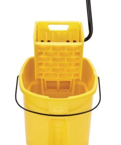 Rubbermaid Commercial Products WaveBrake 35 Qt. Side-Press Mop Bucket and Wringer Combo on Wheels, Yellow, for Professional/Industrial/Business Heavy-Duty Floor Cleaning/Mopping 36 41pqBFPTp6L