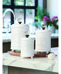 Mud Pie Kitchen Canister (Set of 3), White Set of 3 33 41qhwyznk7L