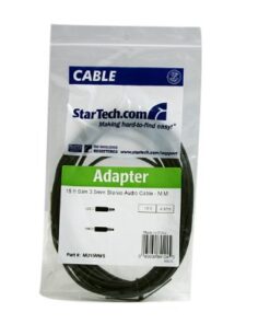 StarTech.com 15 ft. (4.6 m) 3.5mm Audio Cable - 3.5mm Slim Audio Cable - Gold Plated Connectors - Male/Male - Aux Cable (MU15MMS), Black 15ft Straight 5 41qrEC6QCsL