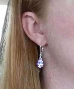 Vitrial Light Purple Sterling Silver Leverback Dangle Earrings made with Austrian 8 41r6 4dk6QL
