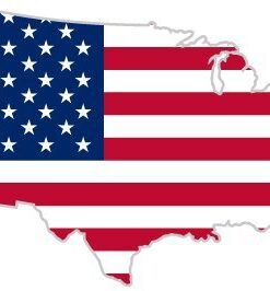 StickerJOE USA United States of America American Map Flag Sticker Decal 5" x 3"