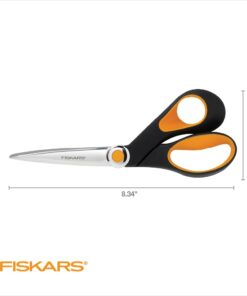 Alternative view of Fiskars RazorEdge SoftGrip Fabric Scissors - 8" Blade Scissors Heavy Duty with Ergonomic Handle and Bent Blade - Black/Orange 8" Black