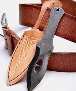 Toferner Hand Forged Knife- Brown - Marksmanship- Sports- Hand Made Genuine Leather Case- Hardened Blade - Vintage-Great Gift Idea You can wear this knife on yo 14 41s4xBcyG9L