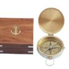 Hampton Nautical Solid Brass Gentlemen's Compass with Rosewood Box, 4", Brass