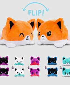 TeeTurtle - The Original Reversible Fox Plushie - Orange - Cute Sensory Fidget Stuffed Animals That Show Your Mood White + Orange 18 41sKqoNvYKL