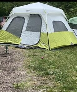 CORE 6 Person Instant Cabin Tent | Portable Large Pop Up Tent with Easy 60 Second Camp Setup for Family Camping | Included Hanging Organizer for Outdoor Camping Accessories Light Gray/Green 33 41sLqvDKBBL