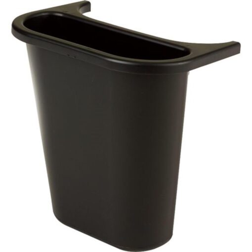 Rubbermaid Commercial Products Plastic Resin Deskside Wastebasket/Recycling Side Saddle Basket, For Use Under Desk, Black (FG295073BLA) Side Bin Single