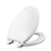 WSSROGY Elongated Toilet Seat with Lid, Quiet Close, Fits Standard Elongated or Oblong Toilets, Slow Close Seat and Cover, Oval, White 35 41sghkOL2BL