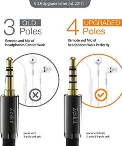 Zeskit Premium 3.5mm Jack Male to Female AUX Audio Extension Cable, TRRS 4 Poles for Headphones with Mic, Speakers - 6ft 6 Feet 28 41swrNdBUzL