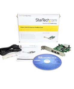 StarTech.com 3 Port 2b 1a 1394 PCI Express FireWire Card Adapter - 1394 FW PCIe FireWire 800 / 400 Card (PEX1394B3) PCIe 1394b 8 41t445hO7vL