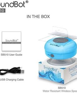 Soundbot SB510 HD Bluetooth Shower Speaker Water Resistant Handsfree Portable Speakerphone with Built-in Mic, 6hrs of Playtime, Control Buttons and Dedicated Suction Cup for Bathroom Pool Blue 23 41t8v0s3sfL
