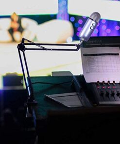 Eastshining Upgraded Adjustable Microphone Suspension Boom Scissor Arm Stand with Shock Mount Mic Clip Holder 3/8'' to 5/8'' Screw Adapter -for Blue Yeti, Snowball & Other Microphones stand with adapter 32 41t9buj1jL