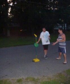 Bottle Bash Outdoor Flying Disc Game Set – Disc Toss Game for Family, Adult & Kids, Backyard and Beach Game - Frisbee Target Lawn Game with Poles & Bottles (Beersbee & Polish Horseshoes) Original - Green 33 41tBAqaRVCL