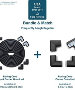 RovingCove Edge Corner Protector Baby Proofing (Large 18ft Edge 8 Corners), Hefty-Fit Heavy-Duty, Soft NBR Rubber Foam, Furniture Fireplace Safety Bumper Guard, 3M Adhesive, Onyx Black 18 feet 33 41tnBBpJdL