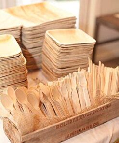 Perfect Stix Green Cutlery 100ct Wooden Disposable Cutlery Kit of 50 Forks, 25 Spoons, 25 Knives, 6" Length (Pack of 100), Plain Cutlery Kit Pack of 100ct Natural Cutlery Set 16 41u52tSodIL