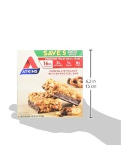 Atkins Chocolate Peanut Butter Pretzel Protein Meal Bar, High Fiber, 16g Protein, 1g Sugar, 4g Net Carbs, Meal Replacement, Keto Friendly, 5 Count 18 41uud3Upo8L