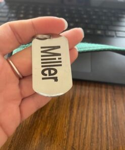 GoTags Stainless Steel Pet ID Tags, Personalized Dog Tags and Cat Tags, up to 8 Lines of Custom Text, Engraved on Both Sides, in Bone, Round, Heart, Bow Tie and More Rectangle Regular (Pack of 1) 26 41v1OnV9rHL