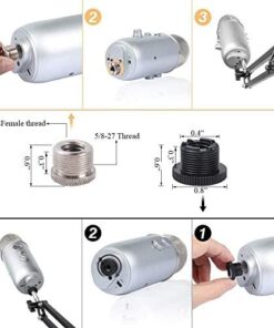 Alternative view of Eastshining Upgraded Adjustable Microphone Suspension Boom Scissor Arm Stand with Shock Mount Mic Clip Holder 3/8'' to 5/8'' Screw Adapter -for Blue Yeti, Snowball & Other Microphones stand with adapter