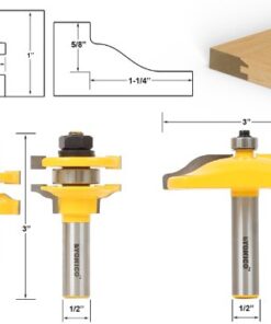 YONICO Raised Panel Cabinet Door Rail and Stile Router Bits Set 3 Bit Ogee 1/2-Inch Shank 12335 Ogee - 1/2" Shank 14 41w aoB03 L