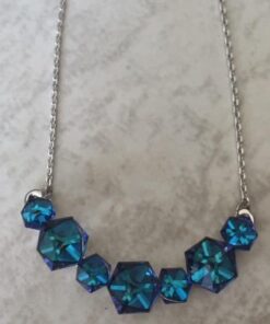 PLATO H Crystal Cube Curved Bar Necklace for Women with Gift Box Unique Dainty Jewelry Anniversary Mother's Day Gifts Blue 34 41wWQuDSUXL