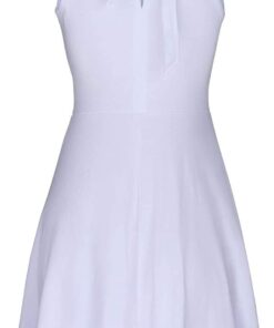 OUGES Women 2023 Summer Halter Neck Sleeveless Flared Swing Dress Wedding Guest Formal Casual A Line Sundress Medium White 12 41wkRAZwrzL