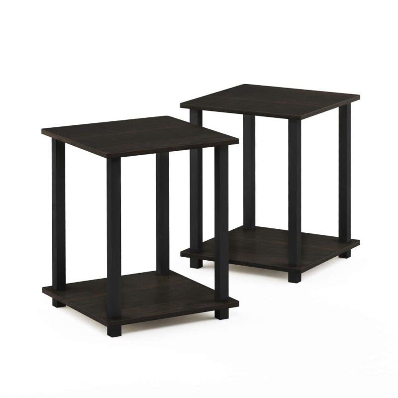 Catalog 6 Furinno Simplistic Set of 2 End Table, Espresso/Black 2-Pack, Plastic Pole 15.6 x 15.6