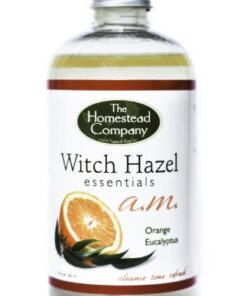 The Homestead Company AM (Orange/Eucalyptus) Alcohol Free Witch Hazel Bundle (8 Ounce Bottle with Cotton Pads)