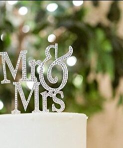 1 X Mr & Mrs Monogram Silhouette Rhinestone Wedding Cake Topper Decoration with Crystals - Formal Font 23 41xgKDvQoSL
