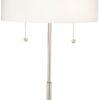 360 Lighting Nikola Modern Accent Table Lamp with Hotel Style USB and AC Power Outlet in Base 23.75" High Silver White Drum Shade for Living Room Desk Bedroom House Bedside Nightstand Home Silver - Single 3 41yH4249GjL