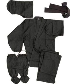 Kage Ninja Gear Real Ninja Uniform - 14oz Authentic Ninja Costume + Free Black Belt Medium 9 41ym2MJqfUL