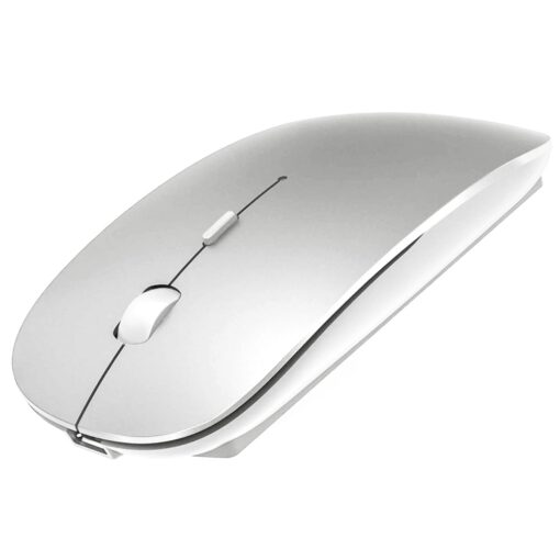 KLO Rechargeable Bluetooth Mouse for MacBook/MacBook air/Pro/iPad, Wireless Mouse for Laptop/Notebook/pc/iPad/Chromebook (BT/B Silver) BT/B Silver