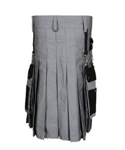 Scottish Black & Gray Two Tone Utility Kilt (Belly Button Measurement 38) 6 41zkeYH4yoL